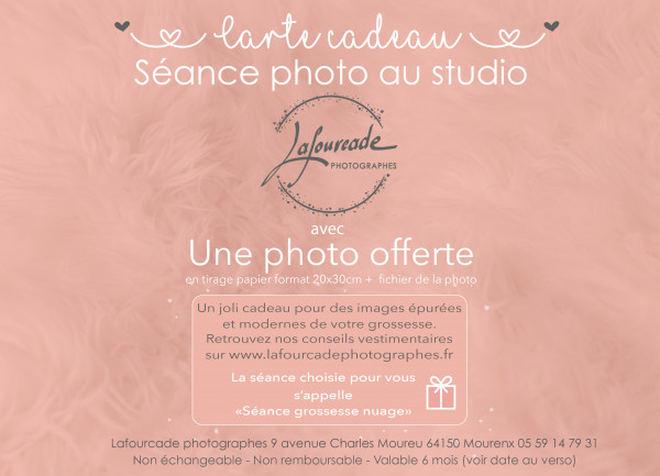 Carte cadeau séance grossesse coton  Photographes à Mourenx et Pau -  Lafourcade Photographes